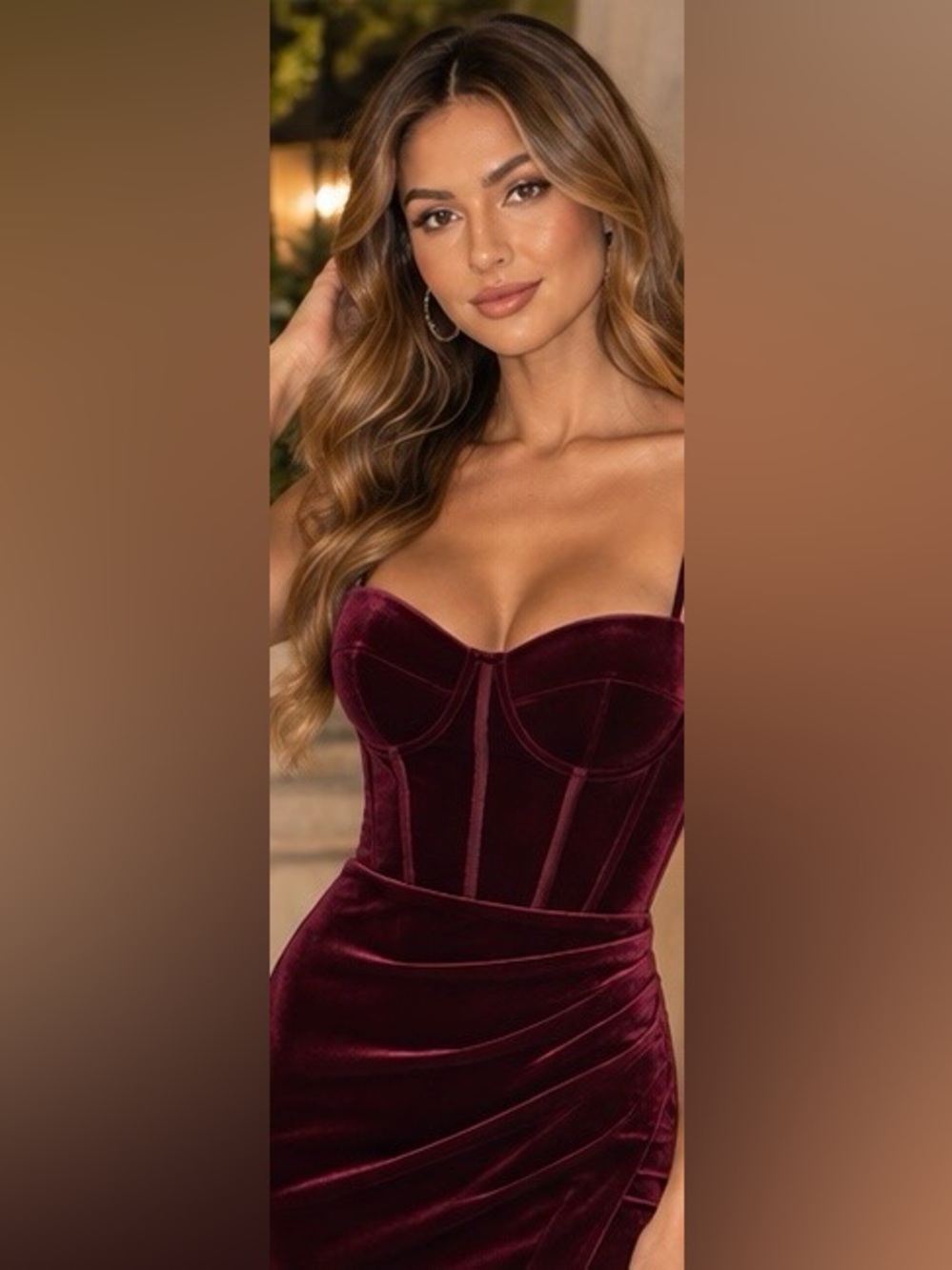 Windsor Fia Burgundy Velvet Corset Mermaid Formal Dress Size S NWT - Picture 5 of 16